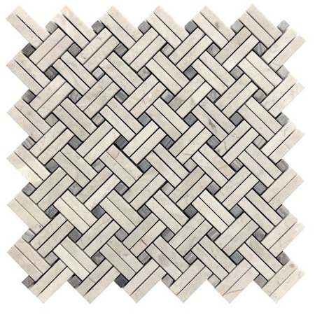 Apollo Tile Crema Line&Emperador Dots Weave 4.47 sq.ft 11.2 in. X11.5 in. Mrbl Msic Tile, 5PK APLVL99B20EC56